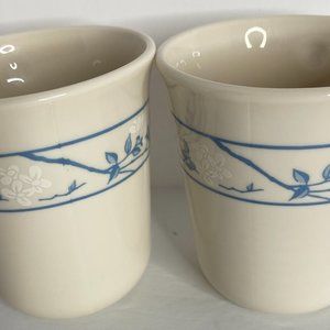 Coffee Cups Corelle Corning Ware First of Spring Blue White Floral Set of 2 Vtg